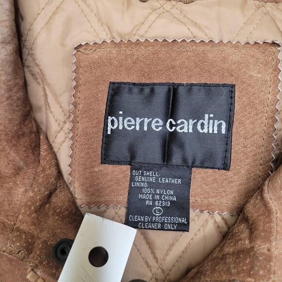 Vintage Pierre Cardin Jacket Mens Large Brown Suede Leather Bomber 90s Classic - Picture 9 of 10